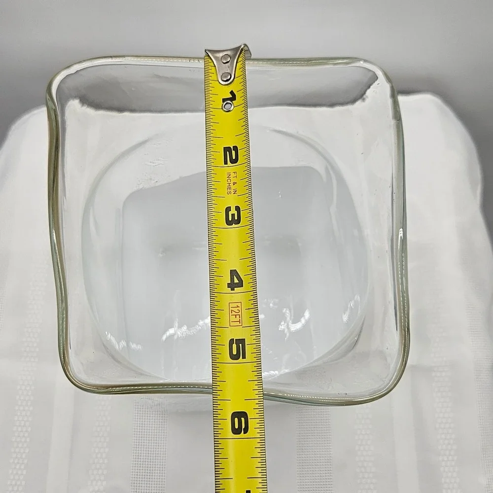Hand Blown Square Glass Vase White Clear Two Tone‎ 8.5 Inch
